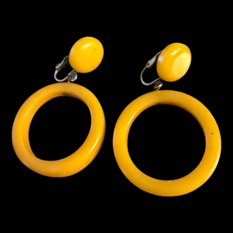 Bakelite Butterscotch Clip On Earrings