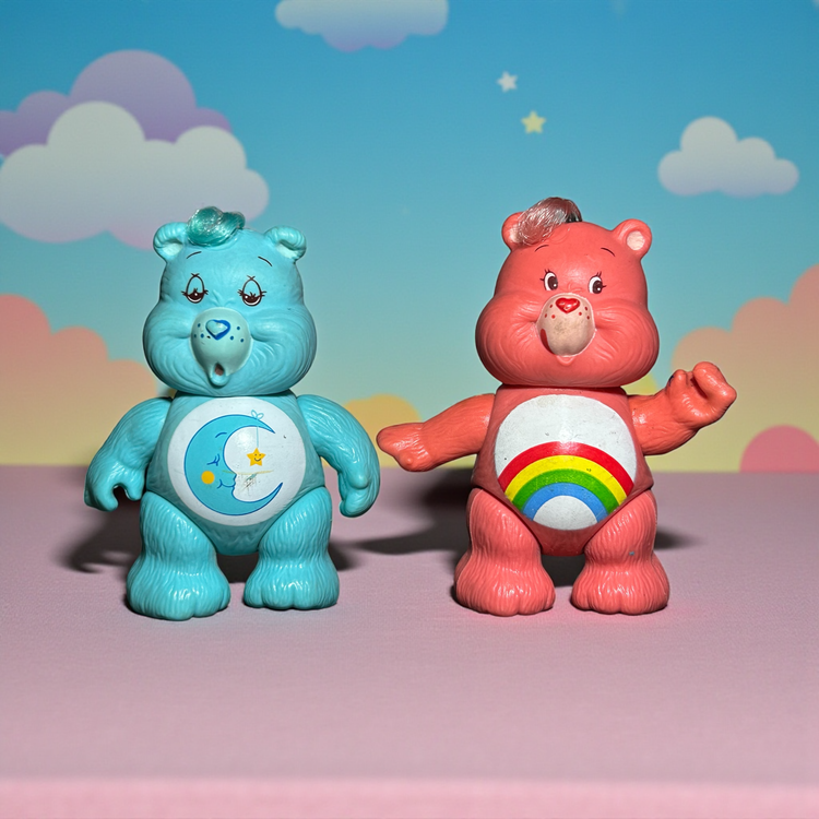 Vintage Care Bears Poseable Figure 1983 Kenner  PVC VINYL  Cheer & Bedtime Bear