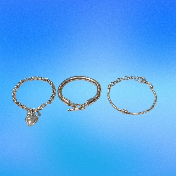 Lot (3) Vintage Y2K SilverTone Chunky Bracelets