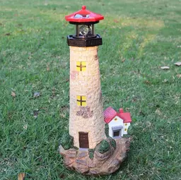 Solar Lighthouse with Rotating Beacon, Big Solar Powered Lighthouse