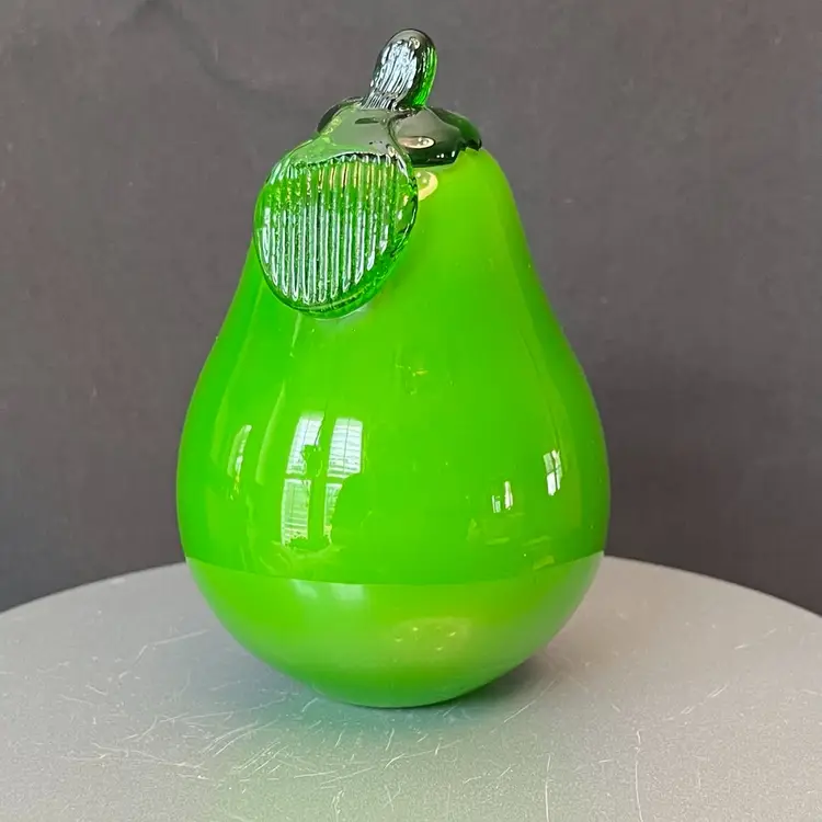 Green Glass Hand blown Pear