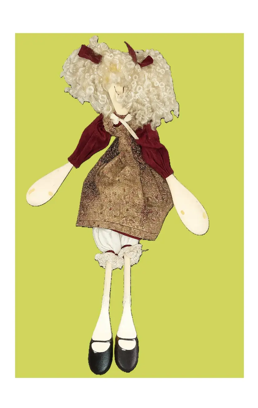 Handcrafted Wooden Spoon Doll Articulated Primitive Dress Kitchen Decor