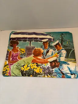 Vintage Lot of 4 Lamb's Rum Nautical Themed Vinyl Placemats W/Cork Backing 1960