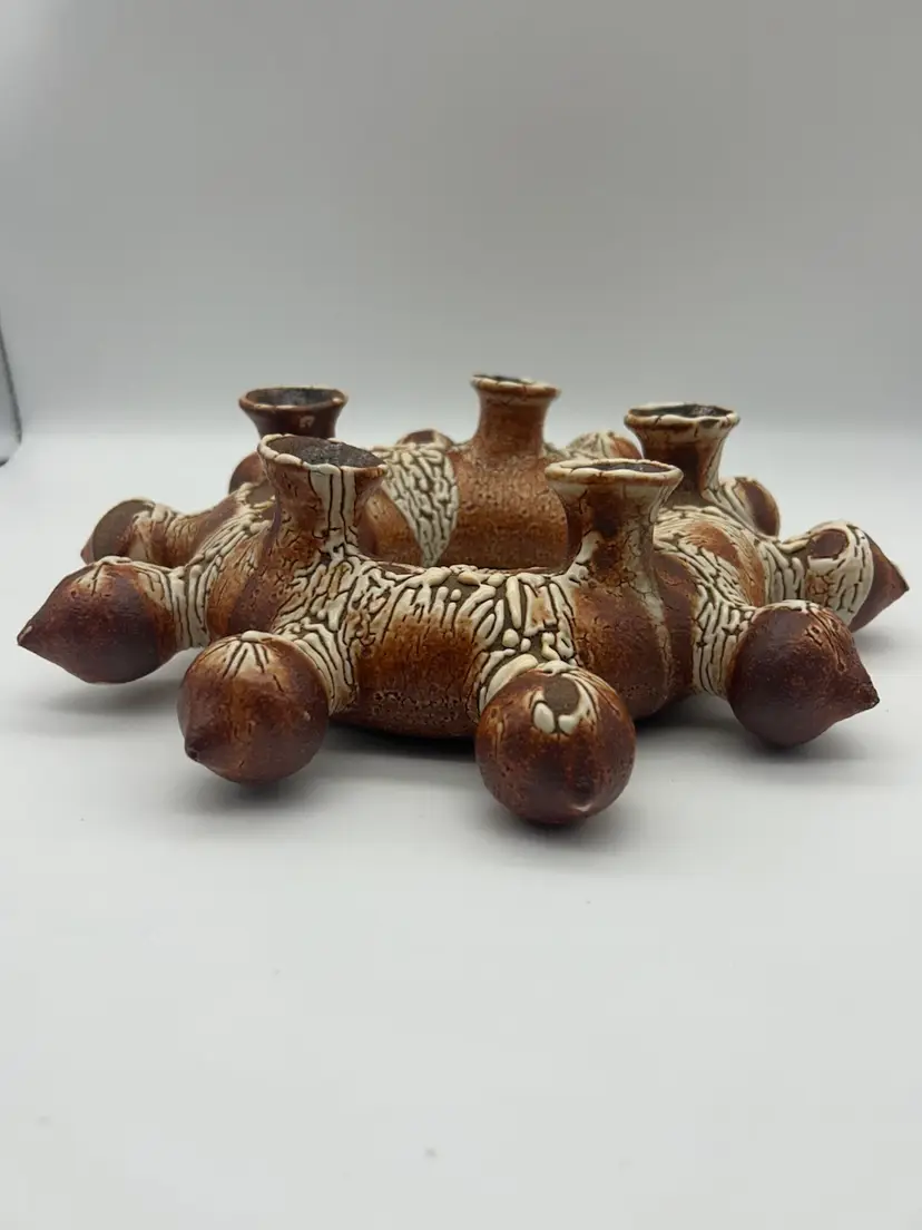 #01 - Candlestick Donut Shaped Holder - Signed - VTG