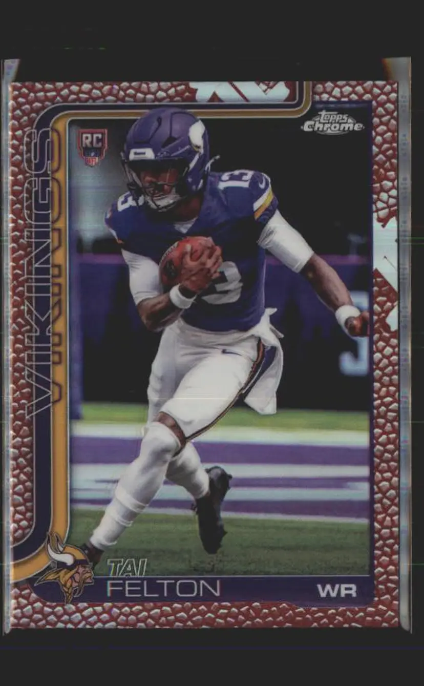 Tai Felton 2025 Topps Chrome #395 Football Leather Refractor - (141) - Minnesota Vikings