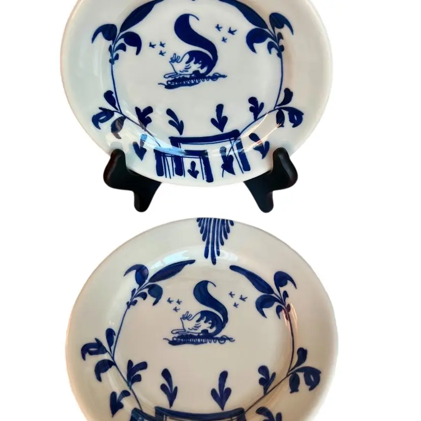 Two Vintage Williamsburg "Christina Campbell's Tavern", Homer Lauglin , Blue And White Diner Bread Dishes Restaurant Ware
