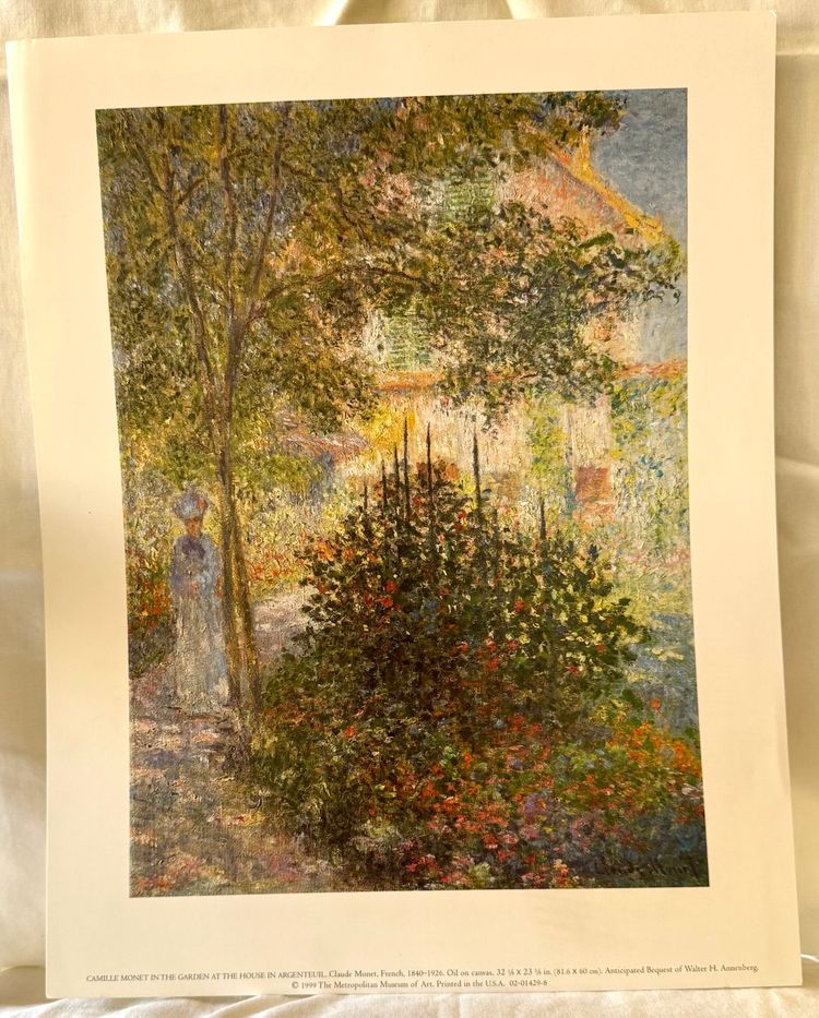 Art Print Of Camille Monet in the Garden at the House in Argenteuil by Claude Monet