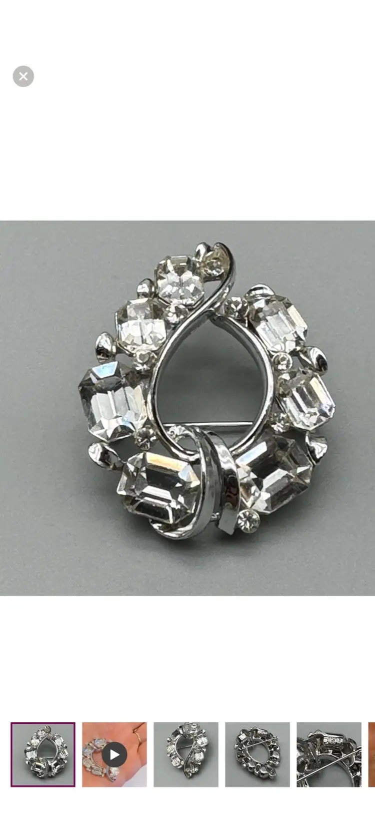 Vintage 1950s Lisner Teardrop  Rhinestone Retro Brooch Pin