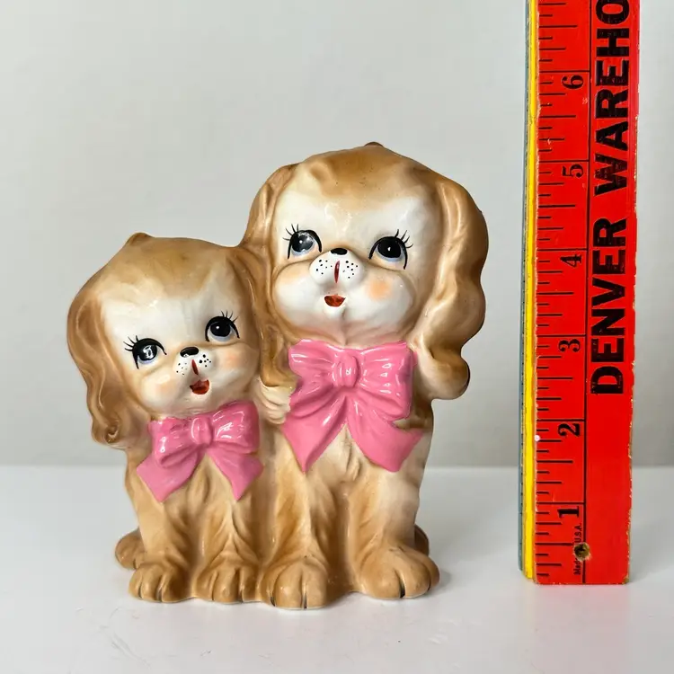 Vintage Velco 4097 RARE Puppy Dog Planter Vase 5” 1960’s Made In Japan Kitschy Cute