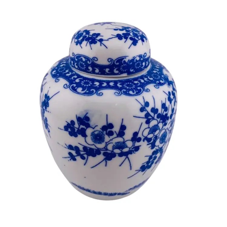 Ginger Jar Blue White Chinoiserie CottageCore 4.5”