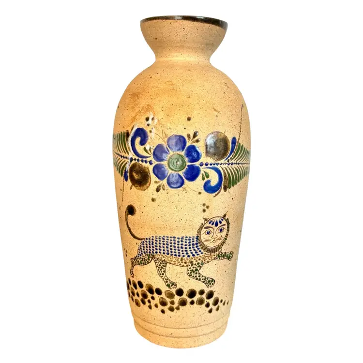 Large Tonala Mythical Creature Stoneware Vase 12”