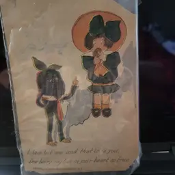 Antique Post Card with Anthropomorphic Plum