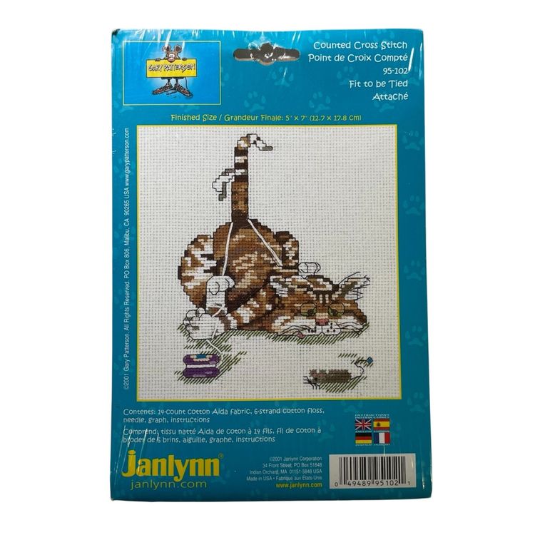 Janlynn Gary Patterson Kitty Cat Yo-Yo Mouse Counted Cross Stitch Kit 95-102