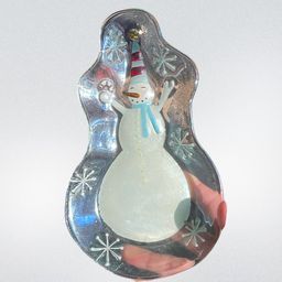 Reverse Painted Snowman Trinket Dish