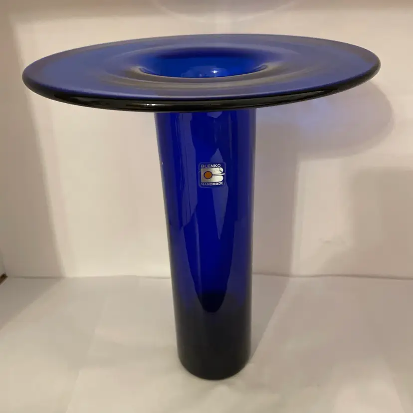 #747 Vintage Blenko Cobalt Flat Top Vase