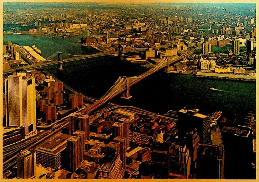 New York City View from the Top of Twin Towers Unused Postcard