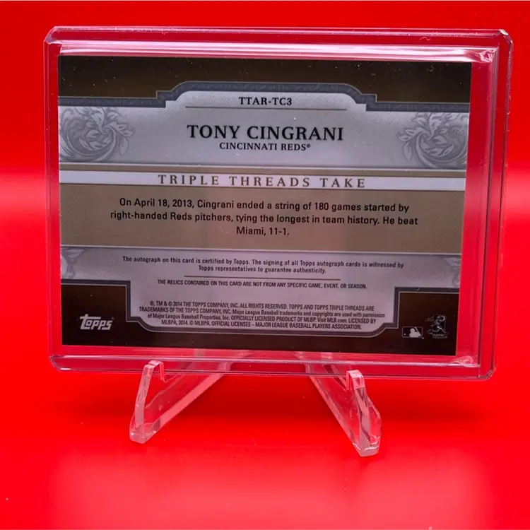 Tony Cingrani 2014 Topps Triple Threads Take Auto Relic 4/9 Cincinnati Reds