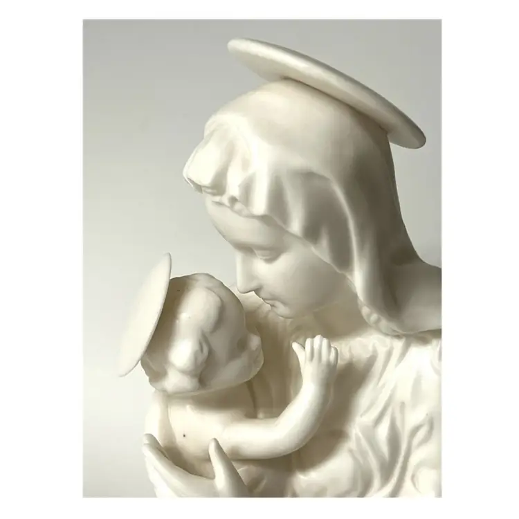 Madonna & Child White Ceramic Religious Christmas Decor Figurine Nightlight