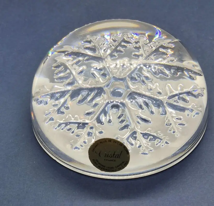 Garanti Cristal France Snowflake Paperweight Plus DE 24% Lead Crystal Christmas