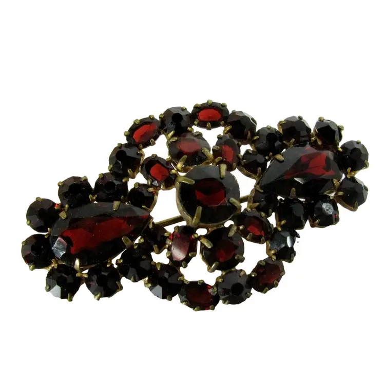 Gorgeous Faux Garnet Red Rhinestone Pin Brooch