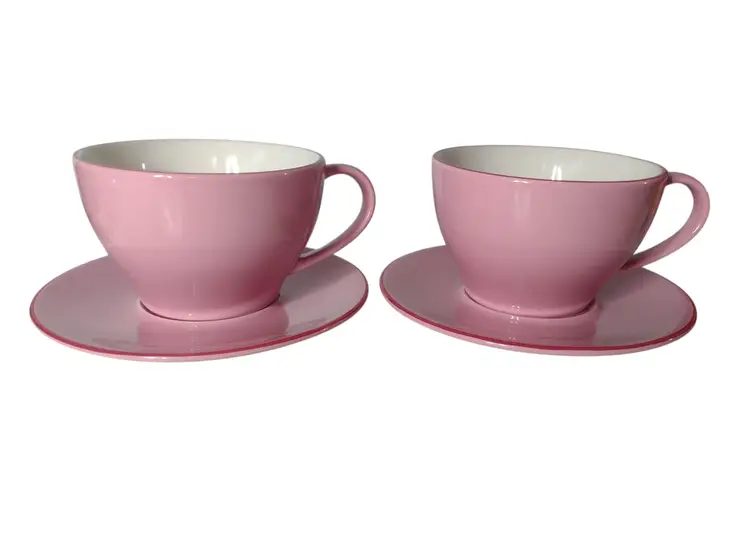 Starbucks 2006 Valentine Heart Pink Latte Cappuccino Mug Saucer Set Lot of 2 Y2K