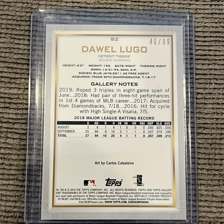 Dawel Lugo Green /99. 2019 Topps Gallery. Detroit Tigers Rookie