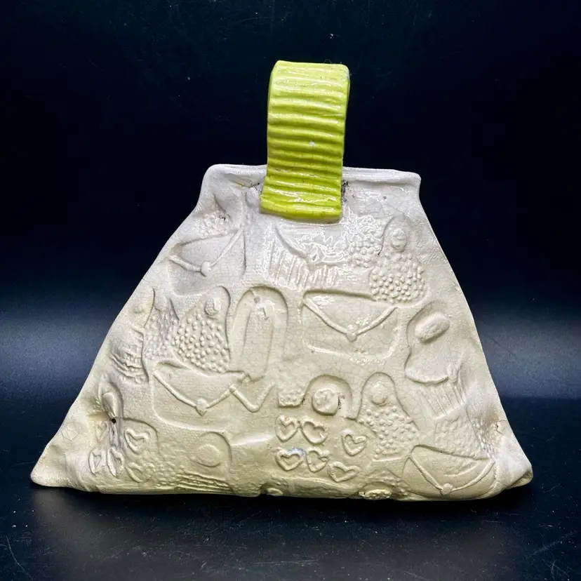 Studio Art Pottery Decorative Purse Ornament Art Signed 4”