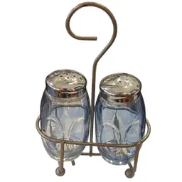 Vintage Set Of  BLUE Airko Salt N Pepper Shaker