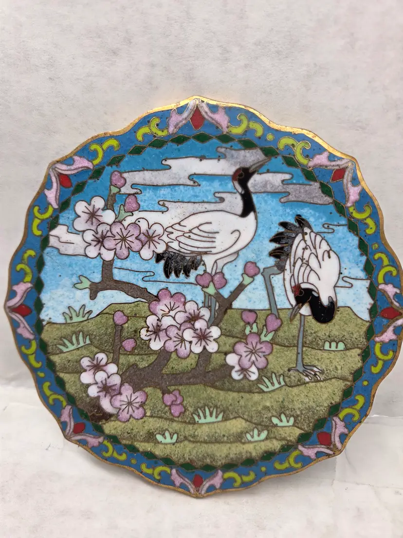 JINGFA Cloisonne' Crain Collectible Antique Plate 5"