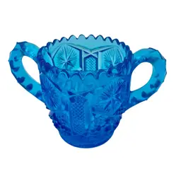 Vintage MCM Imperial Glass "Stars and Files" #612 Spooner/Toothpick Holder, Blue