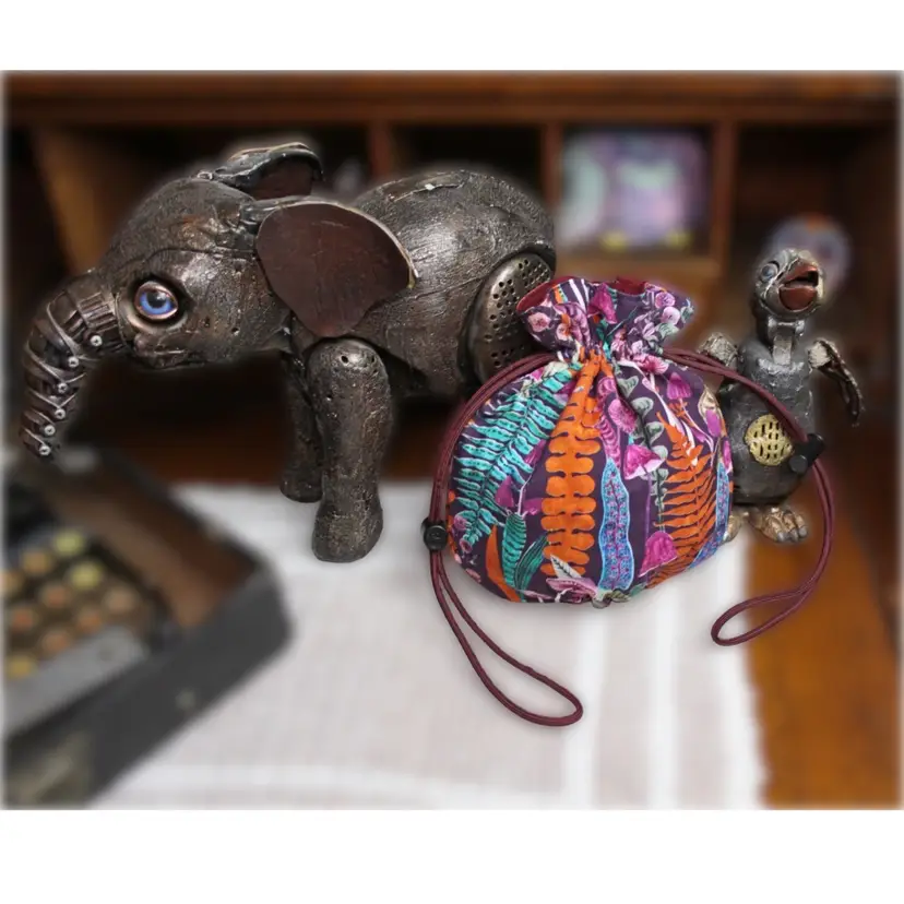 Mushroom And Fern Drawstring Dice Bag
