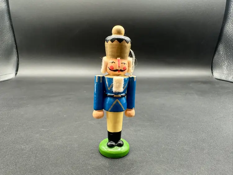 Vintage Miniature Wooden Nutcracker Ornament, Unmarked 3”T