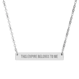 This empire belongs to me Horizontal Bar Necklace, Engraved