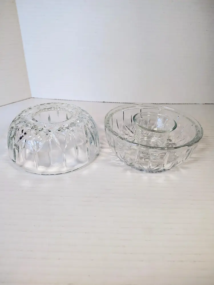 Vintage Homco Clear Glass Fairy Lamp 3pc Candle Holder