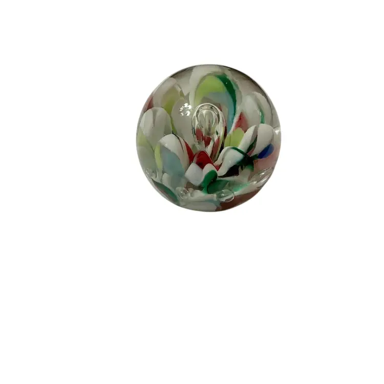 Vintage St. Claire Multicolor Swirl Art Glass Paperweight