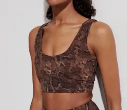 Varley Size Small Let’s Go Elsie Rattlesnake Brown Print Active Sports Bra
