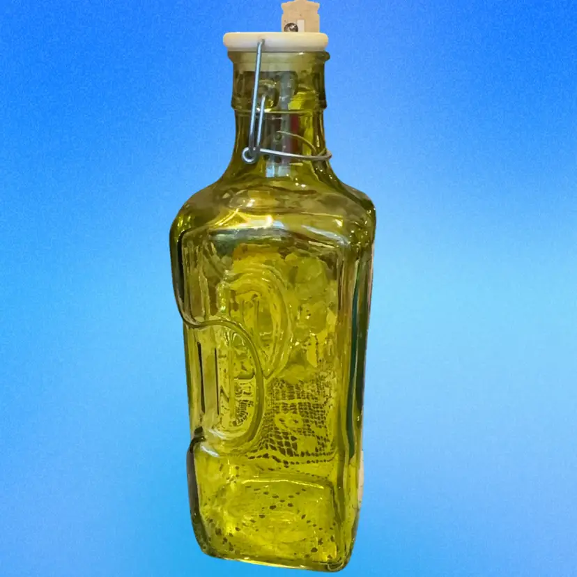 Vintage Lime Green Glass Milk Bottle w/ Stopper
