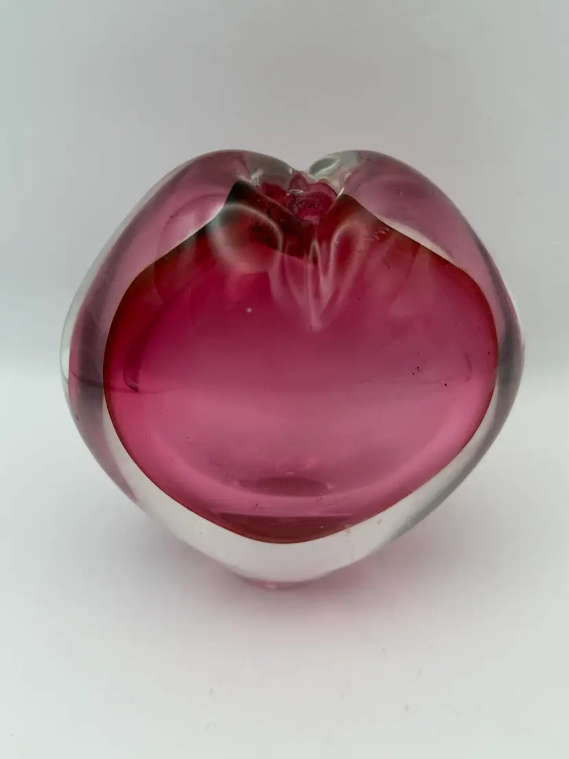Art Glass  Pink Heart Vase/ Paperweight