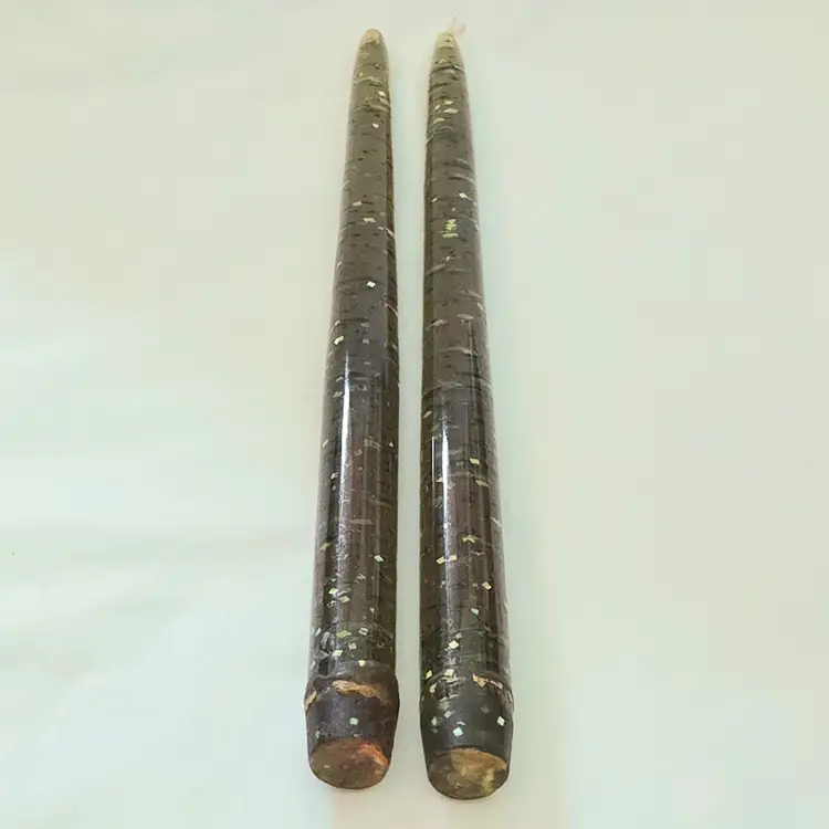 Lucite Candlesticks Acrylic 11¼”T Green Taper with Flecks & Bubbles set 2 Vintage