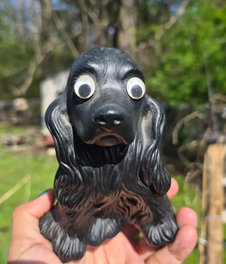 Black Spaniel Puppy With Googly Eyes 4" tall