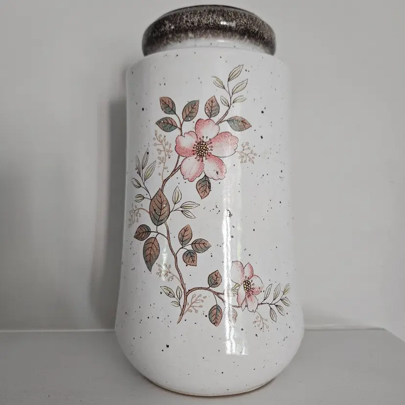 Scheurich West Germany MCM Mid-Century Floral Speckled Vase 549-27