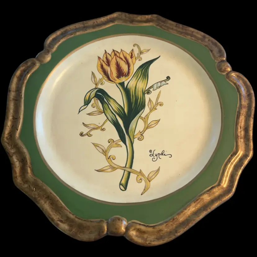 Lindi Lende Hand Painted - Tulip - Botanical Collectible Plate