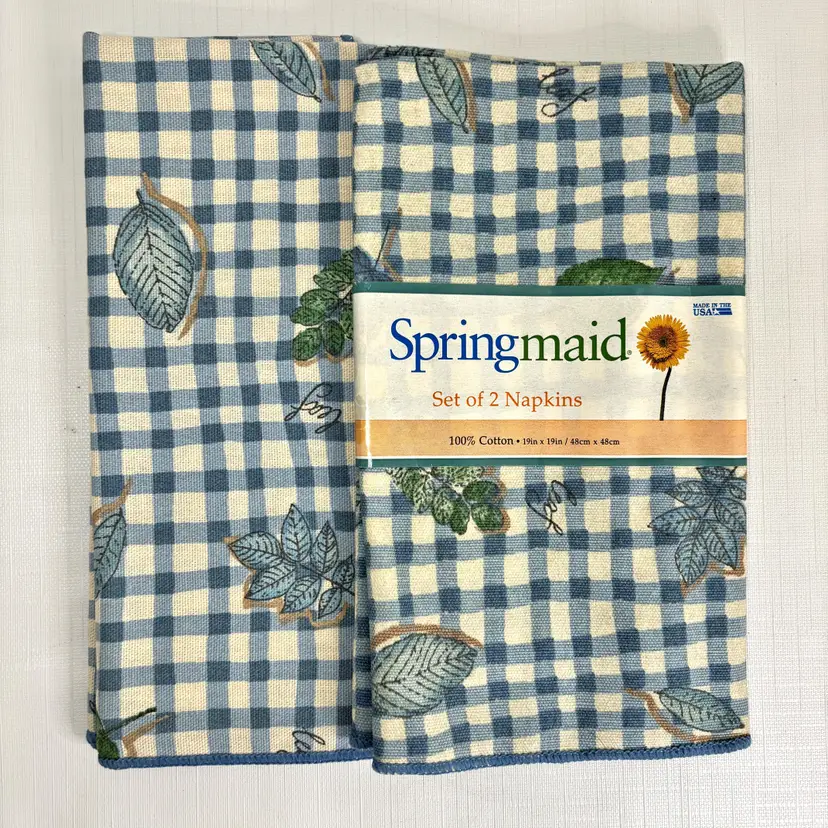 Springmaid Baxter Gingham Dinner Napkins Country Farmhouse Cottage Made USA