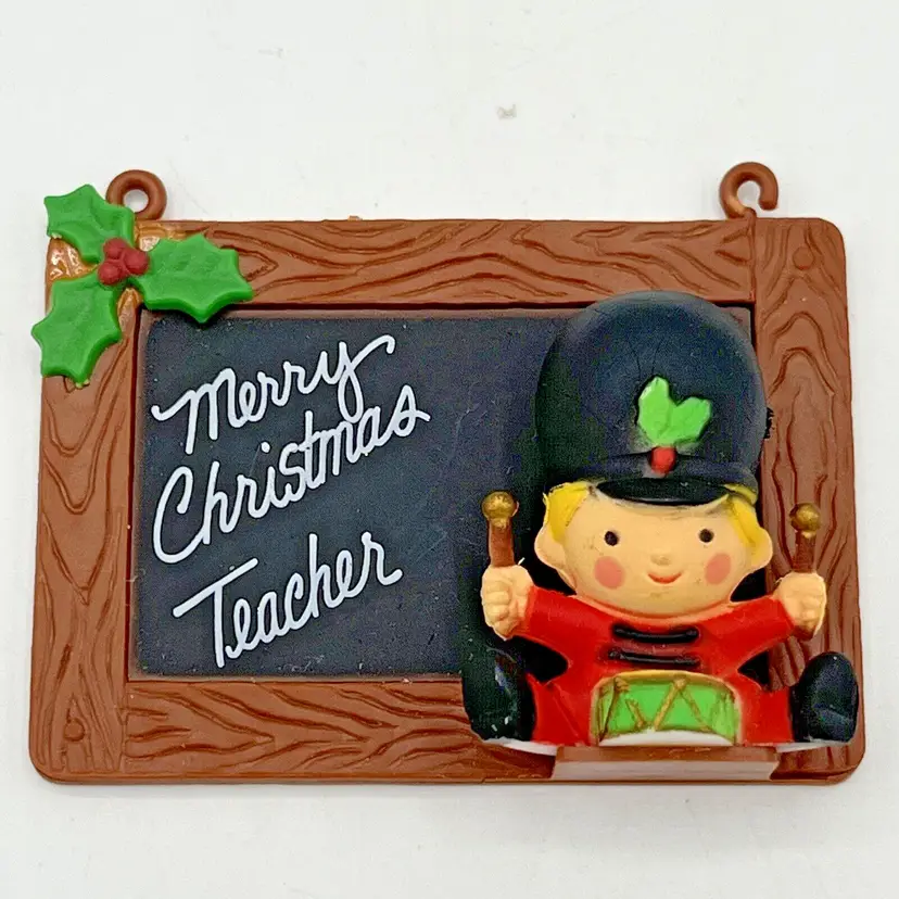 Vintage ENESCO Merry Christmas Teacher Drummer Boy Tree Ornament