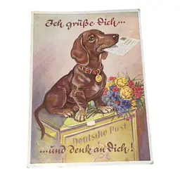 1956 Dachsund German Postcard With Pullout Mini Postcards! “Greetings And Thinking Of You!”