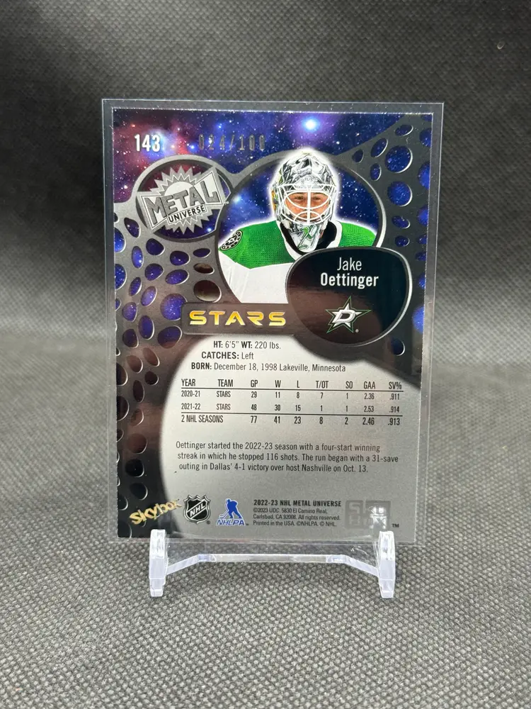 Jake Oettinger 2022-23 Skybox Metal Universe Red Precious Metal Gems /100