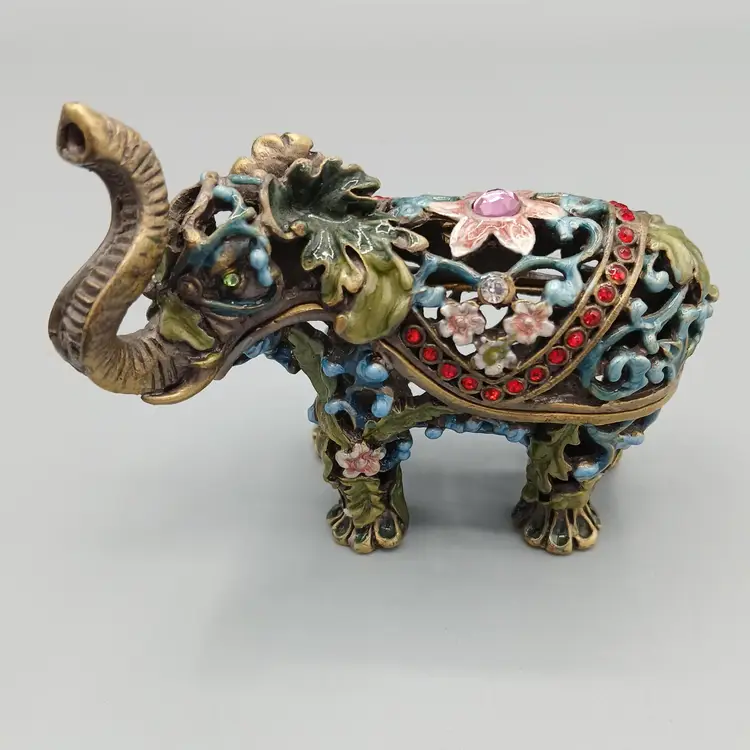 Jerel Bejeweled Elephant Trinket Box, Trunk Up