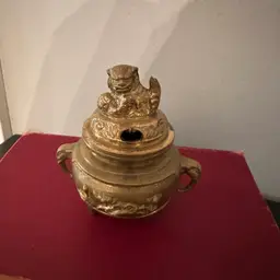 Vintage brass foo dog incense burner.