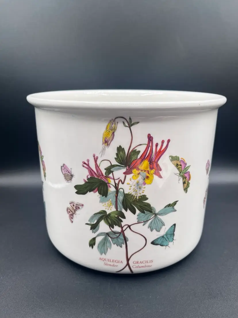 Large 1972 Portmeirion Botanic Garden Flower & Butterfly Ceramic Planter Storage Jar/Canister 6.5” 💐🦋