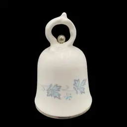 Vintage Royal Doulton Bone China Bell, Blue Flowers with Silver, England, 3"